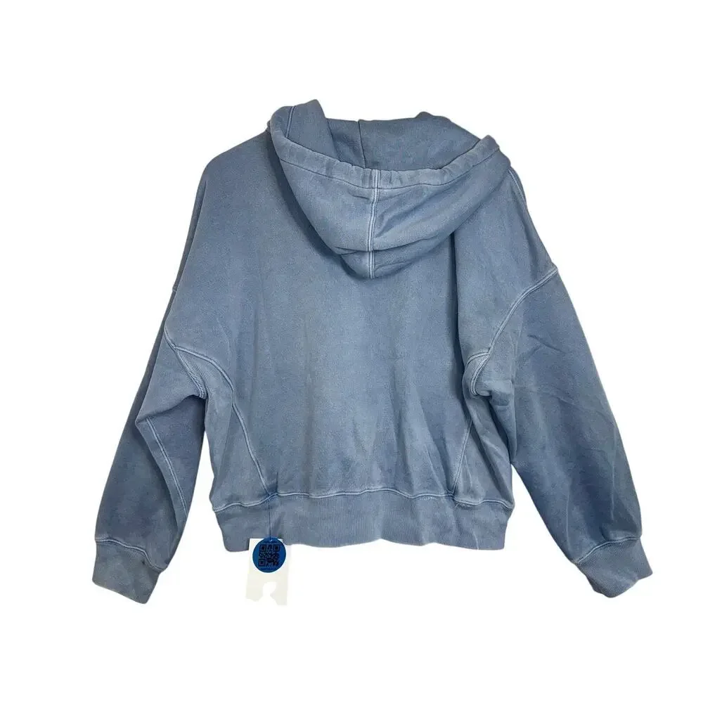 Abercrombie & Fitch Soft AF Max Essential Blue Full Zip Hoodie Sweatshirt Size L